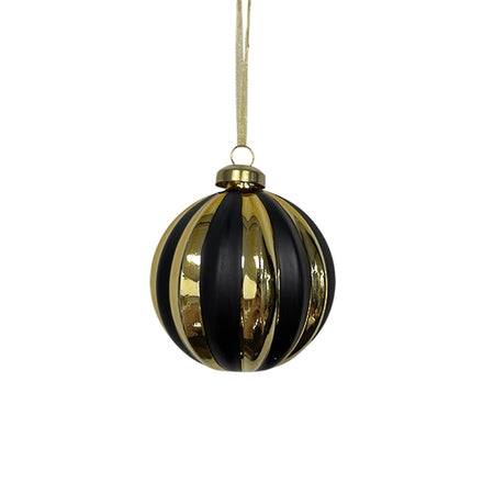 Black & Gold Ridge Glass Ball Hanger