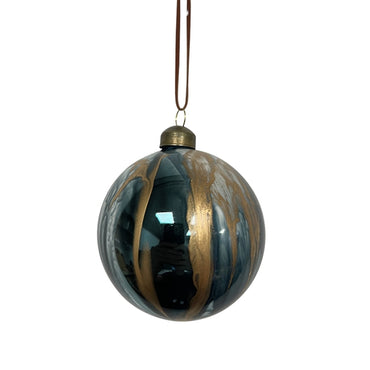 Green & Bronze Marbled Glass Ball Hanger