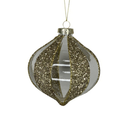 Glitter bronze/Clear stripe glass onion hanger