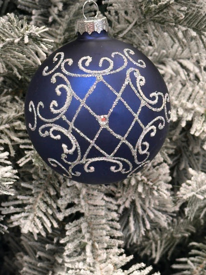 Blue with White Diamonds Spiral Patter Ball Hanger