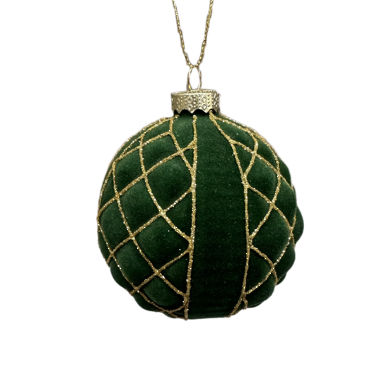 Green Flocked Ball with Gold Diamond