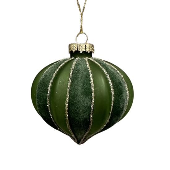 Green glass & flocked Onion Hanger