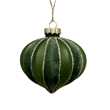 Green glass & flocked Onion Hanger