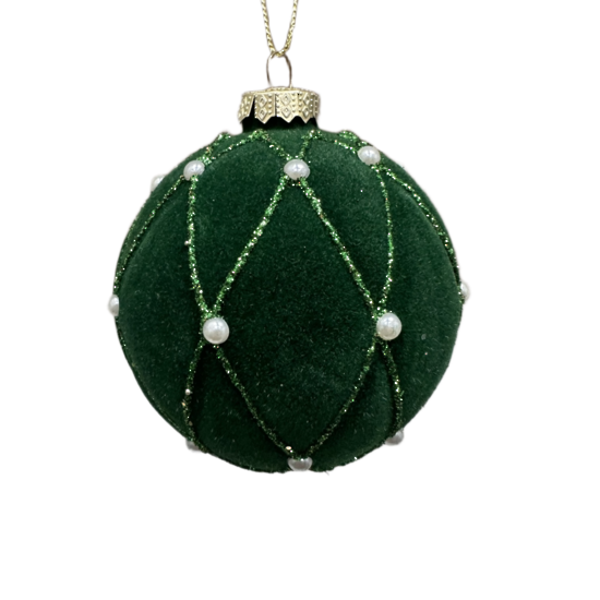 Green Flock Diamond & Pearl Glass Hanger