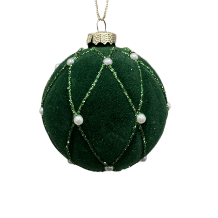 Green Flock Diamond & Pearl Glass Hanger