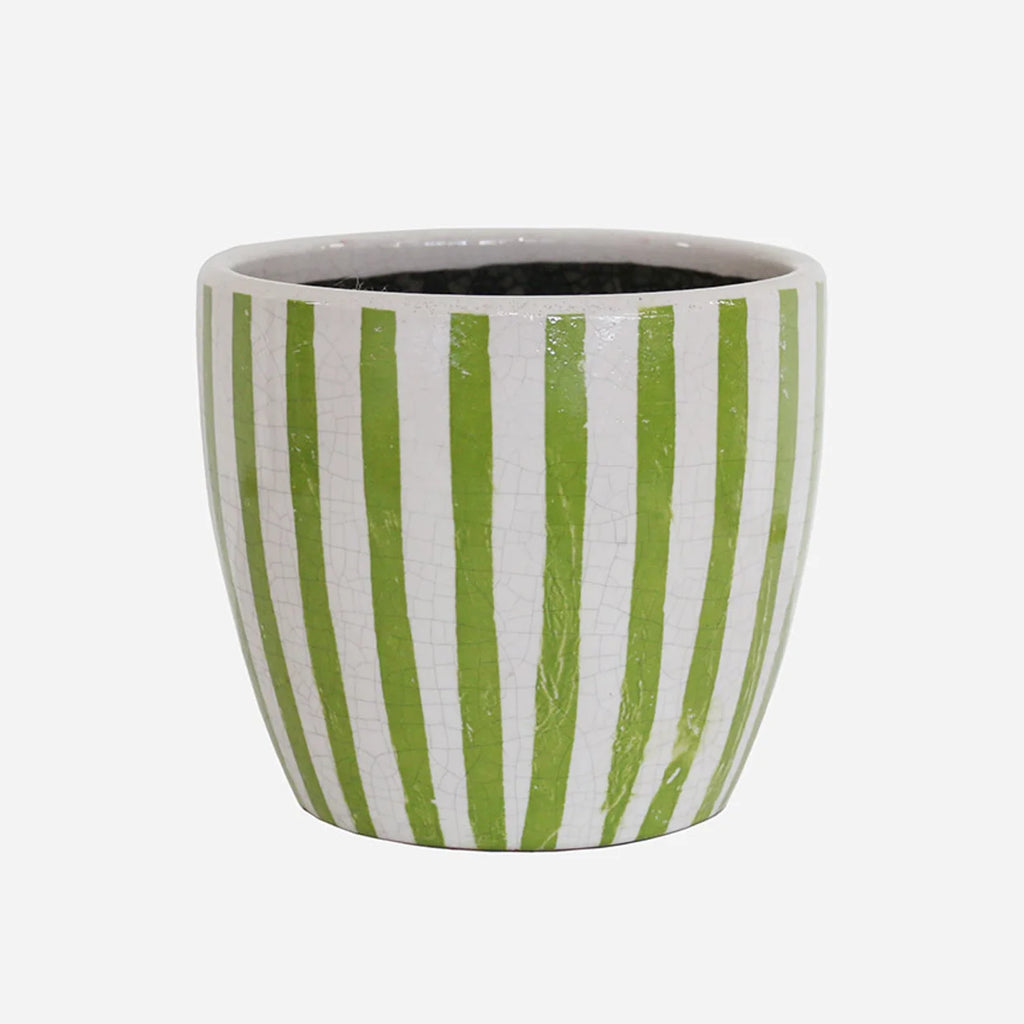 Lime Green Stripe Planter