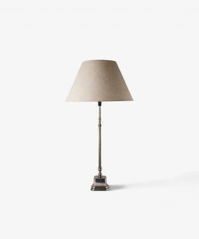 Square Small Lamp Base Antique Silver