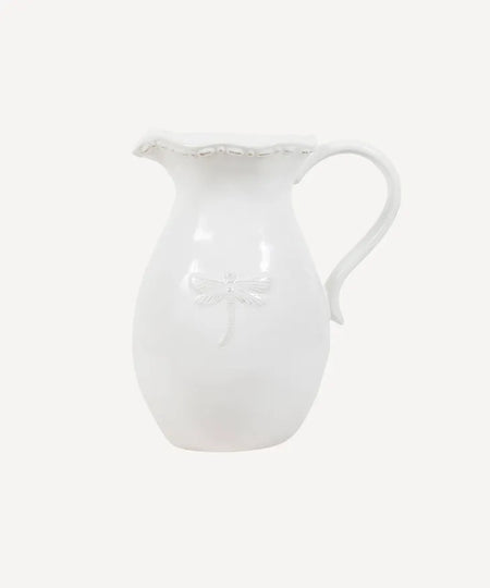 Dragonfly Stoneware White Jug Small