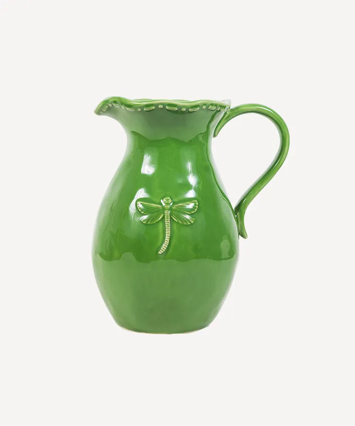 Dragonfly Stoneware Green Jug Small