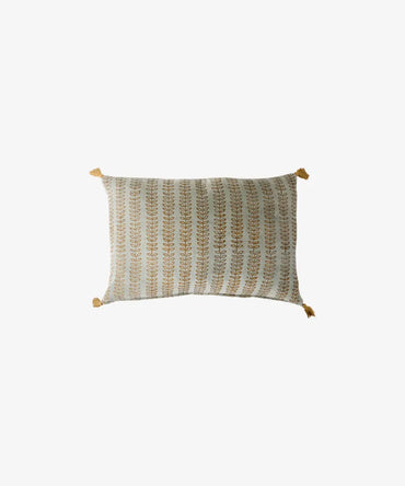 Leaf Handblock Velvet Cushion Cover