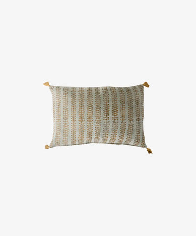 Leaf Handblock Velvet Cushion Cover