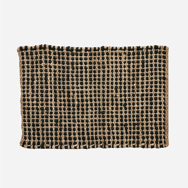 Waffle Weave Black & Natural Door Mat 100% Jute 900L x 600W