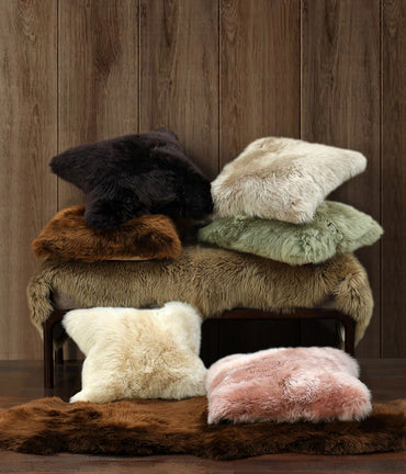 New Zealand Wool Sheepskin Cushion ~ Chestnut