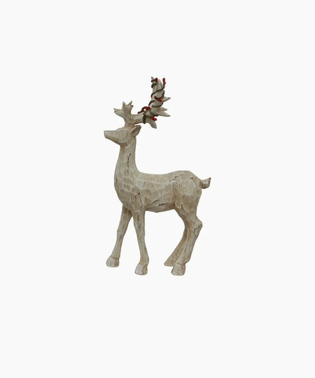 French Country Collections Scandi Deer with Red Beads Standing