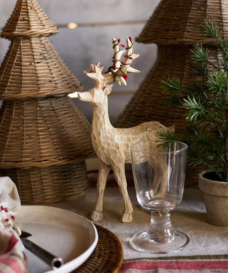 French Country Collections Scandi Deer with Red Beads Standing