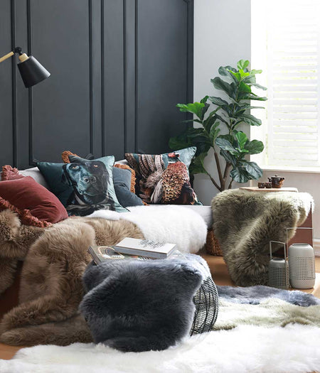 New Zealand Wool Sheepskin Rug ~ Charcoal