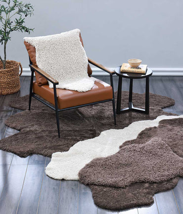NZ Short Wool Sheepskin Rug Mushroom ~ (Dark Brown) ~ Single
