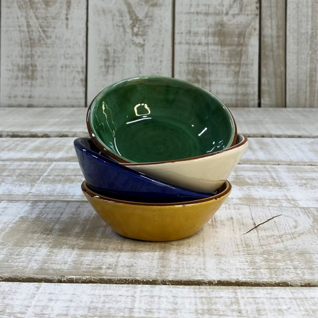 Spanish Terracotta Straight-sided Bowl 10cm ~ GREEN