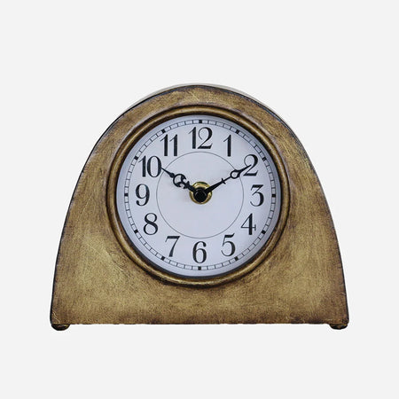 Arched Mantle Clock in Antique Brass Finish