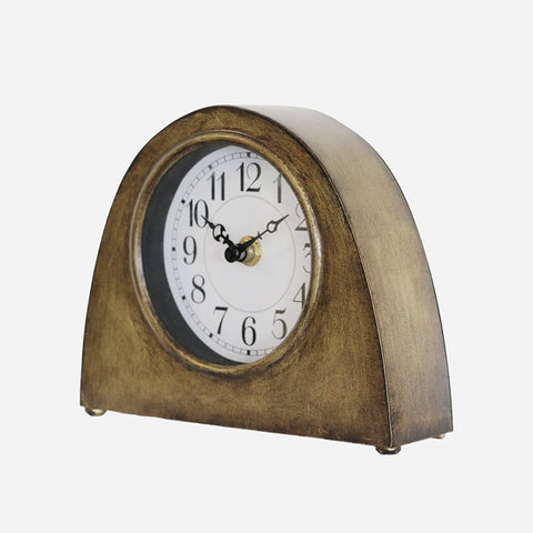 Arched Mantle Clock in Antique Brass Finish