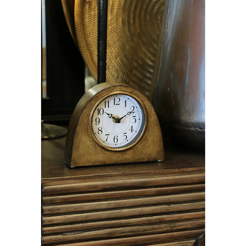 Arched Mantle Clock in Antique Brass Finish