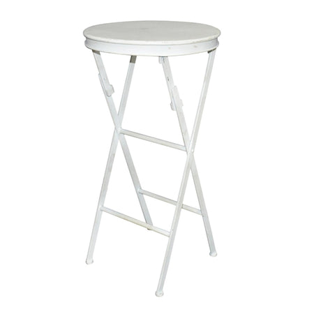 French Country Folding Side Table Tall White