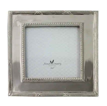French Country BEADED NICKEL SQUARE PHOTOFRAME 4X4"
