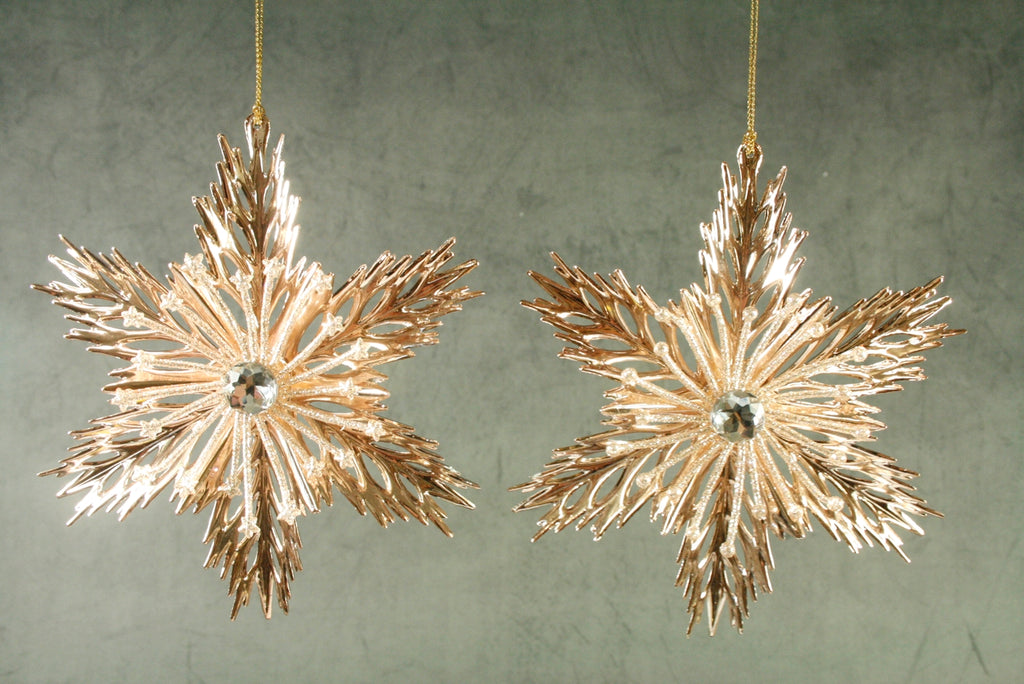 Set of 2 Rose Gold Snowflakes