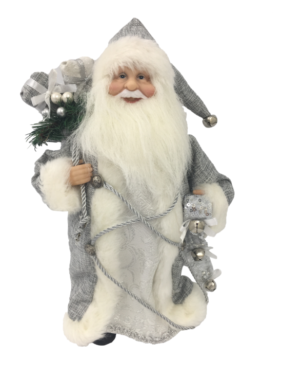Silver Grey Standing Santa