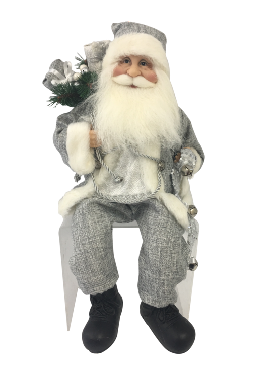Silver Grey Sitting Santa