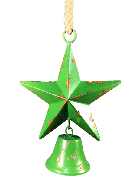 GREEN STAR WITH HANGING BELL