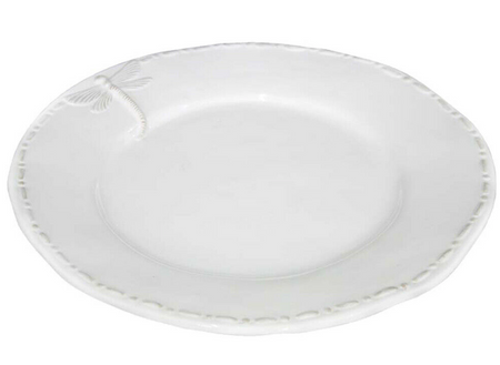 White Dragonfly Dinner Plate