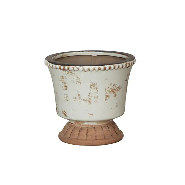 CLARICE POT SMALL AGED WHITE