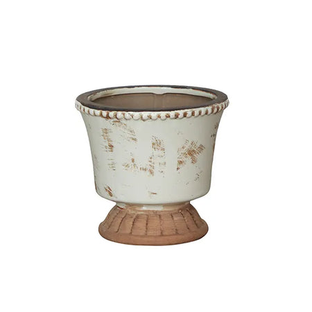 CLARICE POT SMALL AGED WHITE