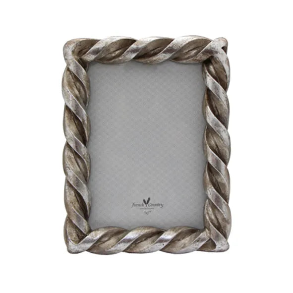 ROPE RECTANGLE PEWTER 5X7"