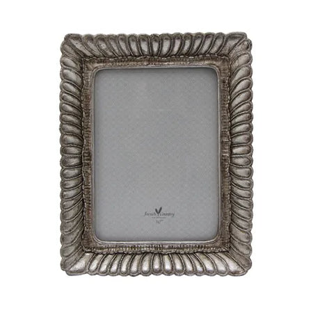 French Country FANNED RECTANGLE PHOTO FRAME PEWTER FINISH 5X7"