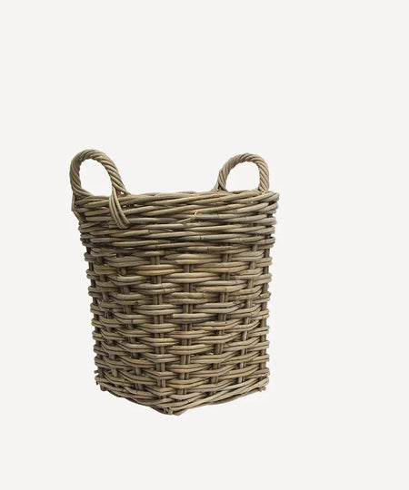 Small Round Wood Basket with Handle